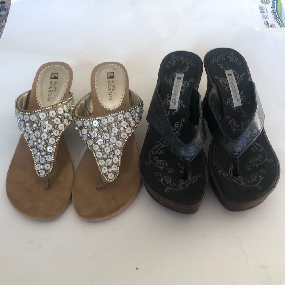 2 pairs of women summer flip flops shoes high heel